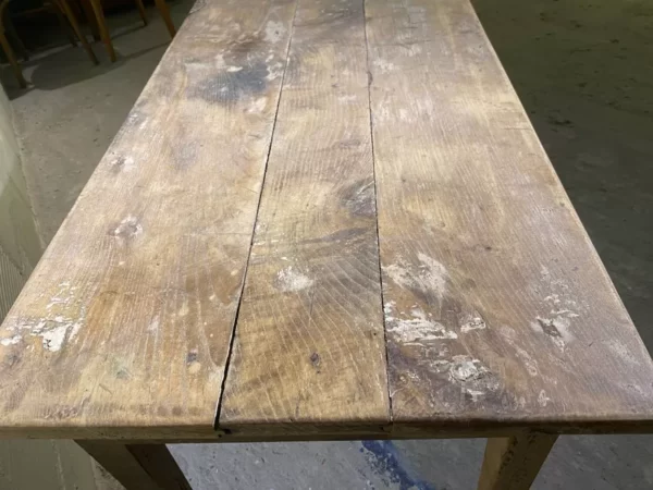 Table de ferme - Grand mobilier vintage bois marron - vue dessus