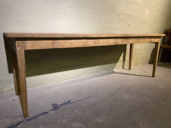 Table de ferme - Grand mobilier vintage bois marron - vue profil longueur