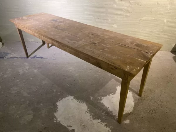 Table de ferme - Grand mobilier vintage bois marron - vue plongeante